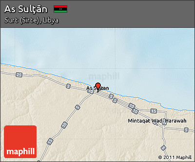 Shaded Relief Map of As Sulţān