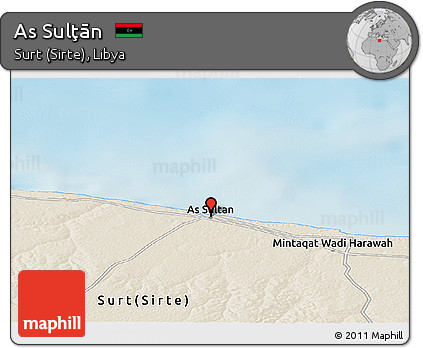 Shaded Relief Panoramic Map of As Sulţān