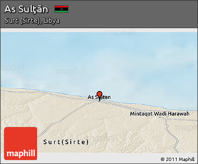 Shaded Relief Panoramic Map of As Sulţān