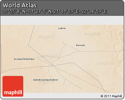Satellite 3D Map of the Area around 31° 11' 6" N, 22° 10' 29" E