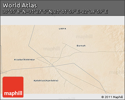 Satellite 3D Map of the Area around 31° 11' 6" N, 22° 10' 29" E