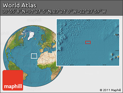 Satellite Location Map of the Area around 31° 11' 6" N, 22° 52' 30" W