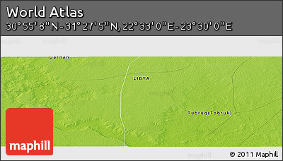 Physical Panoramic Map of the Area around 31° 11' 6" N, 23° 1' 29" E