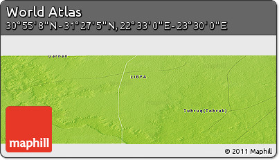 Physical Panoramic Map of the Area around 31° 11' 6" N, 23° 1' 29" E