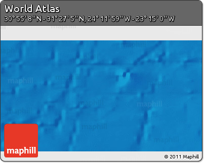 Shaded Relief 3D Map of the Area around 31° 11' 6" N, 23° 43' 30" W