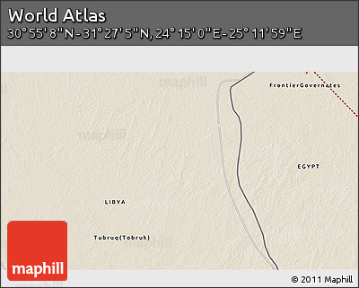 Shaded Relief 3D Map of the Area around 31° 11' 6" N, 24° 43' 30" E