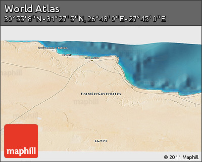 Satellite 3D Map of the Area around 31° 11' 6" N, 27° 16' 29" E