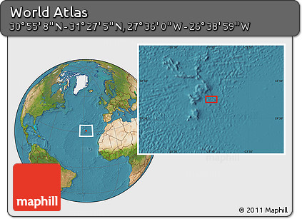 Satellite Location Map of the Area around 31° 11' 6" N, 27° 7' 30" W