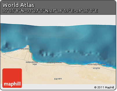 Satellite 3D Map of the Area around 31° 11' 6" N, 28° 7' 30" E