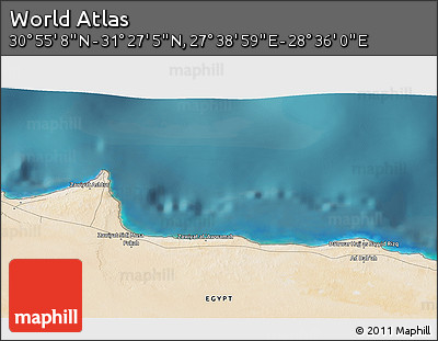 Satellite 3D Map of the Area around 31° 11' 6" N, 28° 7' 30" E