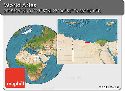 Satellite Location Map of the Area around 31° 11' 6" N, 28° 7' 30" E