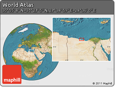 Satellite Location Map of the Area around 31° 11' 6" N, 28° 7' 30" E