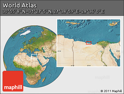 Satellite Location Map of the Area around 31° 11' 6" N, 28° 7' 30" E