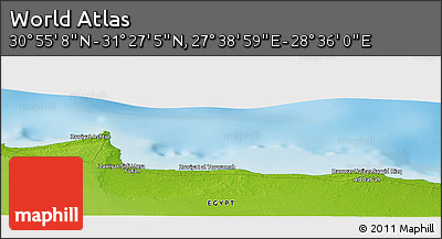 Physical Panoramic Map of the Area around 31° 11' 6" N, 28° 7' 30" E
