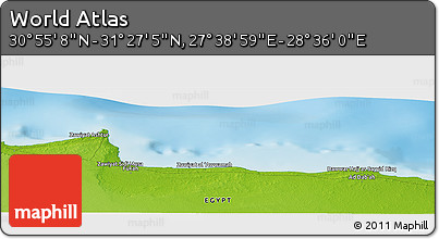 Physical Panoramic Map of the Area around 31° 11' 6" N, 28° 7' 30" E