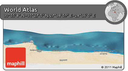 Satellite Panoramic Map of the Area around 31° 11' 6" N, 28° 7' 30" E