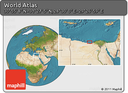 Satellite Location Map of the Area around 31° 11' 6" N, 28° 58' 30" E