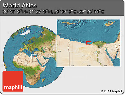 Satellite Location Map of the Area around 31° 11' 6" N, 28° 58' 30" E