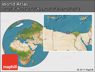 Satellite Location Map of the Area around 31° 11' 6" N, 28° 58' 30" E