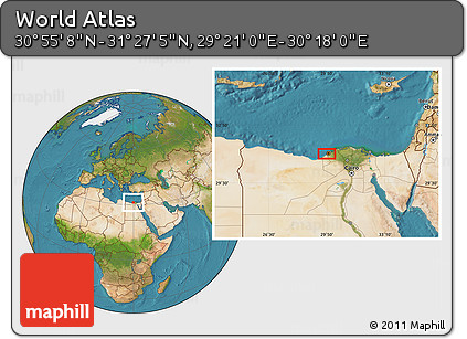 Satellite Location Map of the Area around 31° 11' 6" N, 29° 49' 30" E