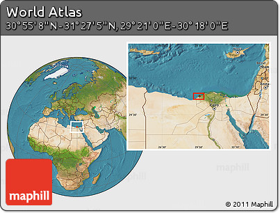 Satellite Location Map of the Area around 31° 11' 6" N, 29° 49' 30" E