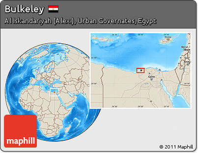Shaded Relief Location Map of Bulkeley