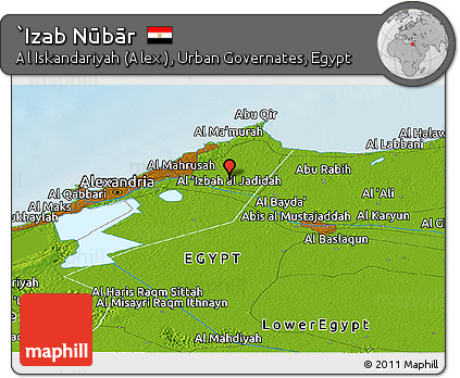 Physical Panoramic Map of `Izab Nūbār