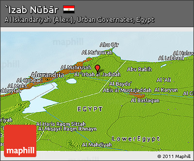 Physical Panoramic Map of `Izab Nūbār