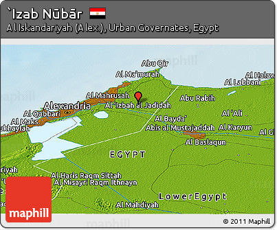 Physical Panoramic Map of `Izab Nūbār