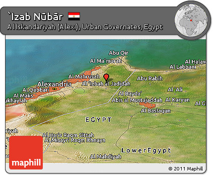 Satellite Panoramic Map of `Izab Nūbār