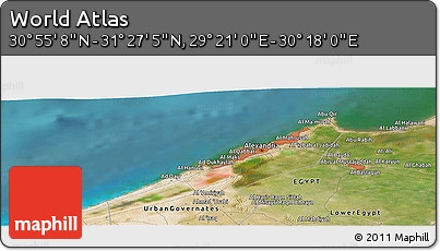 Satellite Panoramic Map of the Area around 31° 11' 6" N, 29° 49' 30" E