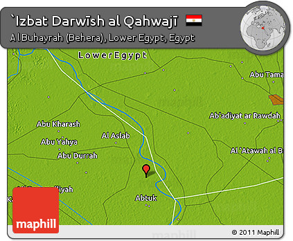 Physical 3D Map of `Izbat Darwīsh Al Qahwajī