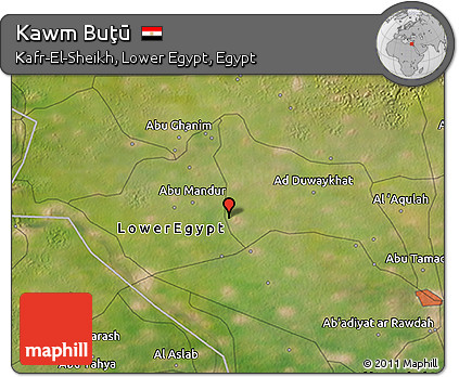 Satellite 3D Map of Kawm Buţū