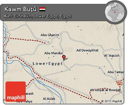 Shaded Relief 3D Map of Kawm Buţū