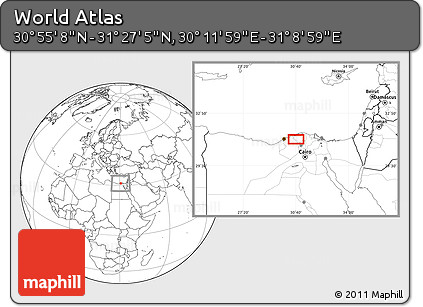 Blank Location Map of the Area around 31° 11' 6" N, 30° 40' 29" E