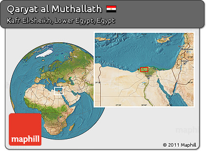 Satellite Location Map of Qaryat Al Muthallath