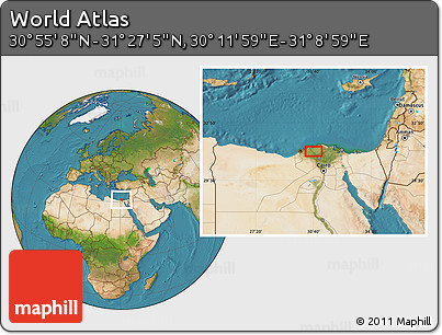 Satellite Location Map of the Area around 31° 11' 6" N, 30° 40' 29" E