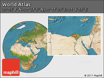 Satellite Location Map of the Area around 31° 11' 6" N, 30° 40' 29" E
