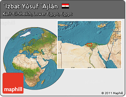 Satellite Location Map of `Izbat Yūsuf `Ajlān