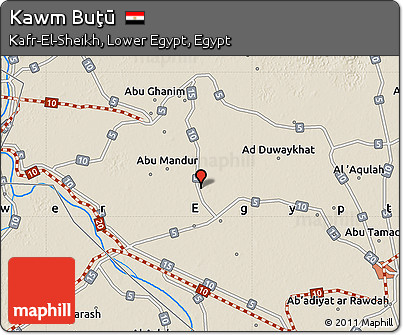 Shaded Relief Map of Kawm Buţū