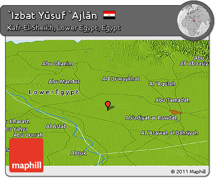 Physical Panoramic Map of `Izbat Yūsuf `Ajlān
