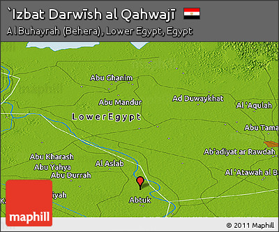 Physical Panoramic Map of `Izbat Darwīsh Al Qahwajī