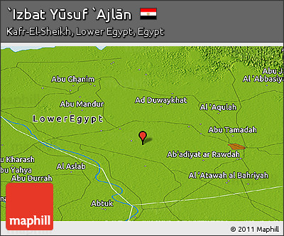 Physical Panoramic Map of `Izbat Yūsuf `Ajlān