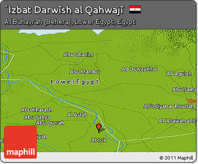 Physical Panoramic Map of `Izbat Darwīsh Al Qahwajī
