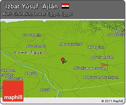 Physical Panoramic Map of `Izbat Yūsuf `Ajlān
