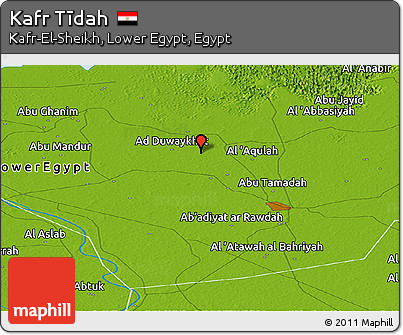 Physical Panoramic Map of Kafr Tīdah