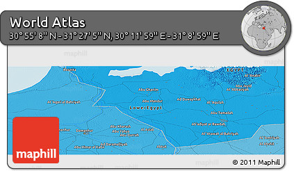 Political Panoramic Map of the Area around 31° 11' 6" N, 30° 40' 29" E
