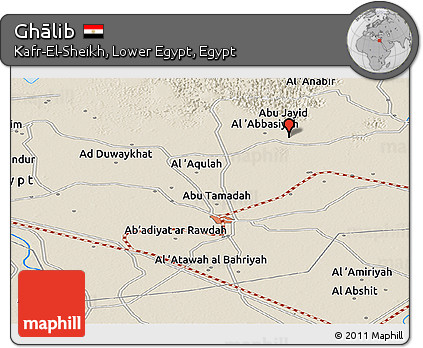 Shaded Relief Panoramic Map of Ghālib