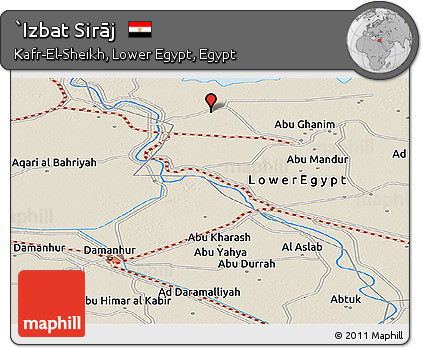 Shaded Relief Panoramic Map of `Izbat Sirāj