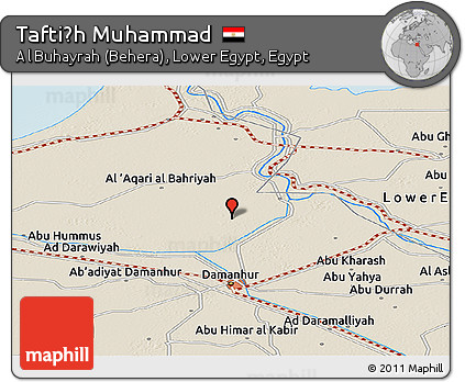Shaded Relief Panoramic Map of Taftiṣh Muhammad